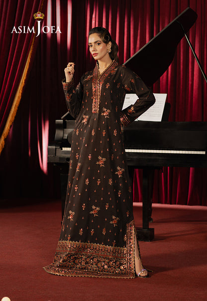 Asim Jofa | Premium Festive | AJPF-06 Custom Size Chocolate Brown Boski Silk
