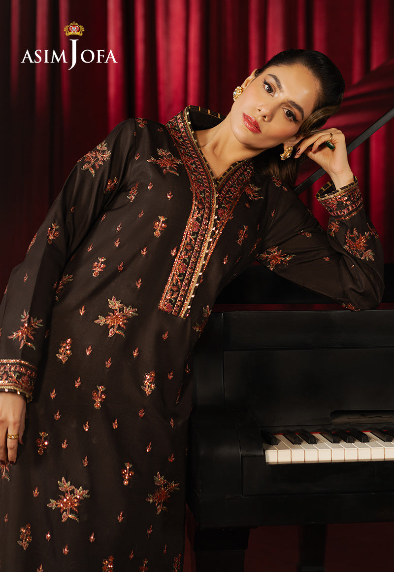 Asim Jofa | Premium Festive | AJPF-06 L Chocolate Brown Boski Silk