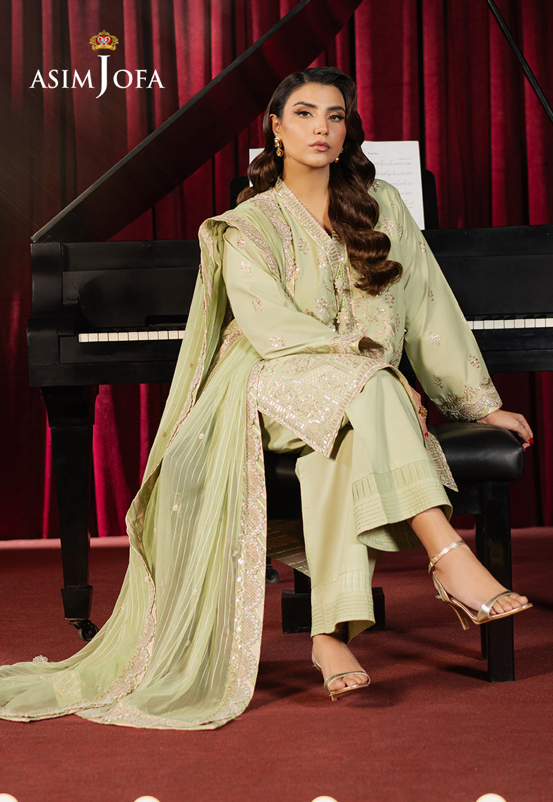 Asim Jofa | Premium Festive | AJPF-22 M Pistachio Green Boski Silk