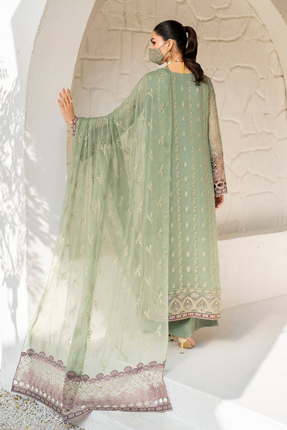 Flossie | Naqsh Formals | S-1406 S Greenish Gray Chiffon