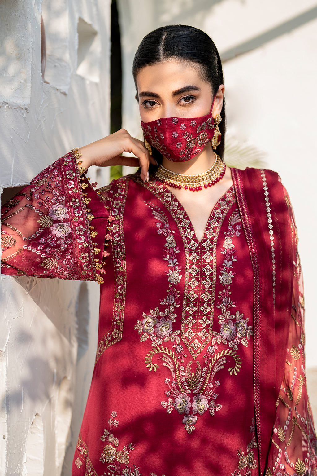 Flossie | Naqsh Formals | S-1402 (A) M Magenta Chiffon