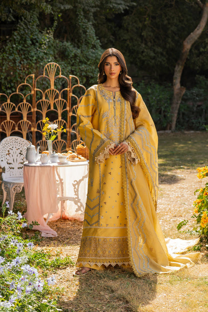 Florent | Chikankari Eid 25 | FLC- 3A XS Mustard Yellow Chikankari Lawn