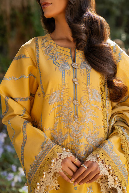Florent | Chikankari Eid 25 | FLC- 3A M Mustard Yellow Chikankari Lawn
