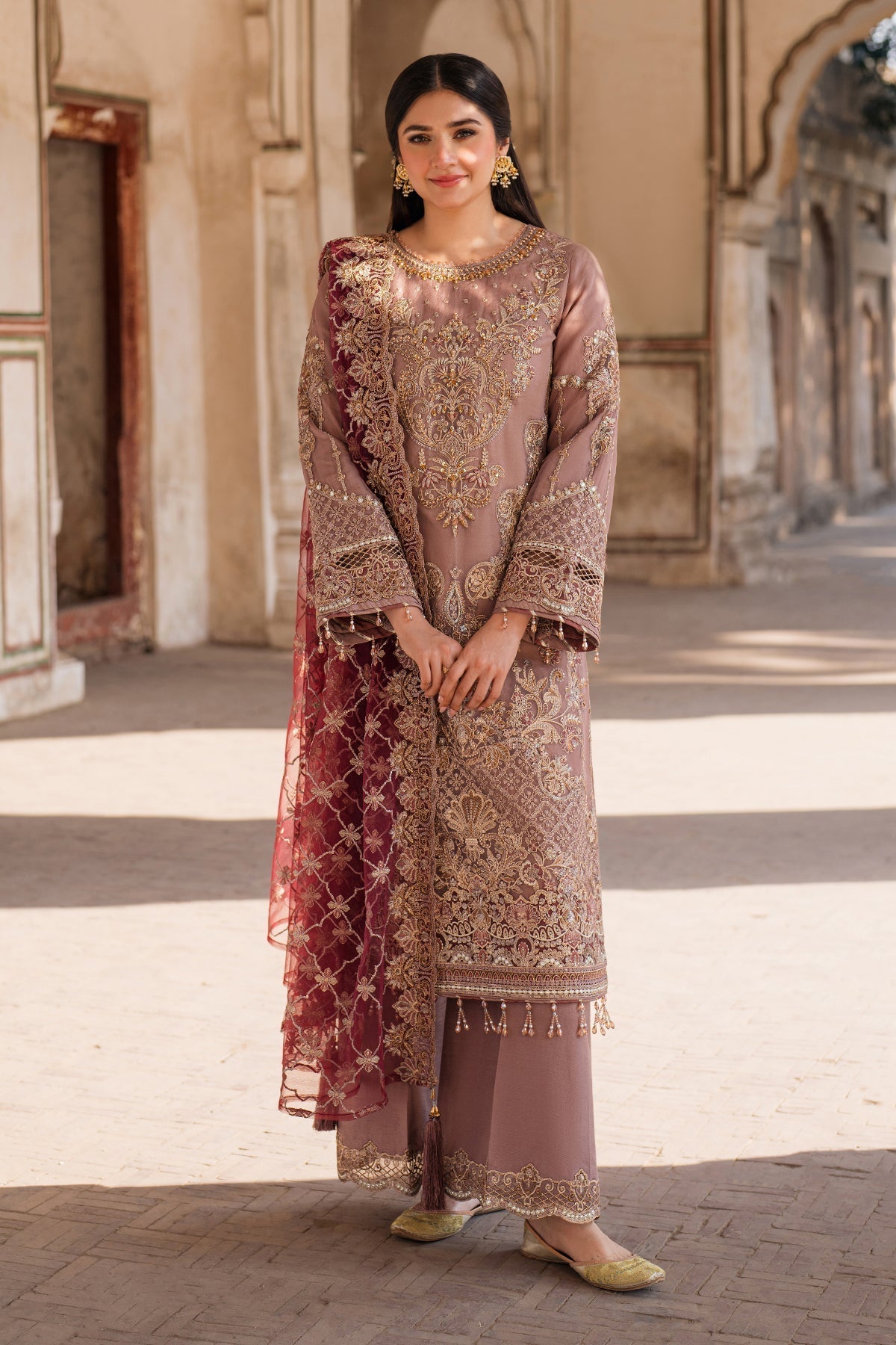 Imrozia Premium | Meeras Luxury Eid 25 | I-220 ZOHRA XS Brownish Pink Organza