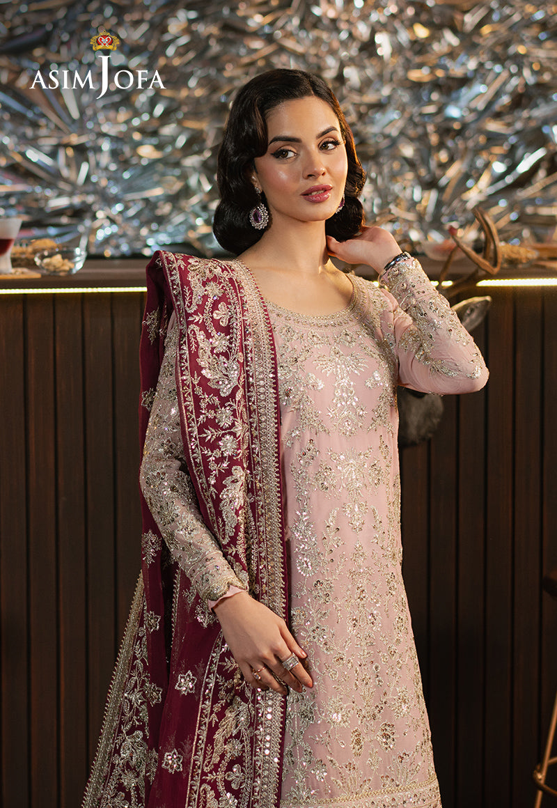 Asim Jofa | Premium Festive | AJPF-40 Custom Size Pink Chiffon