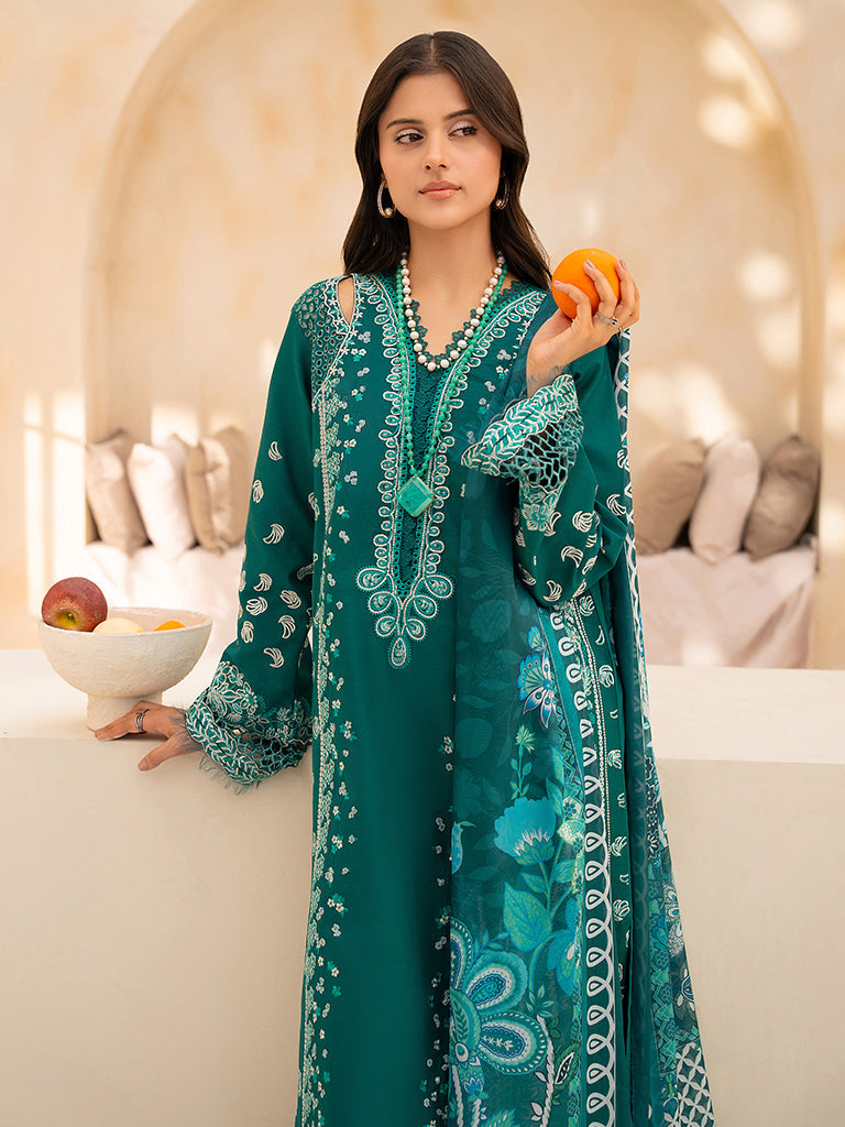 Rajbari | Jahaan Premium Festive Lawn | RINA (Jahan) 5-A L Teal Green Lawn