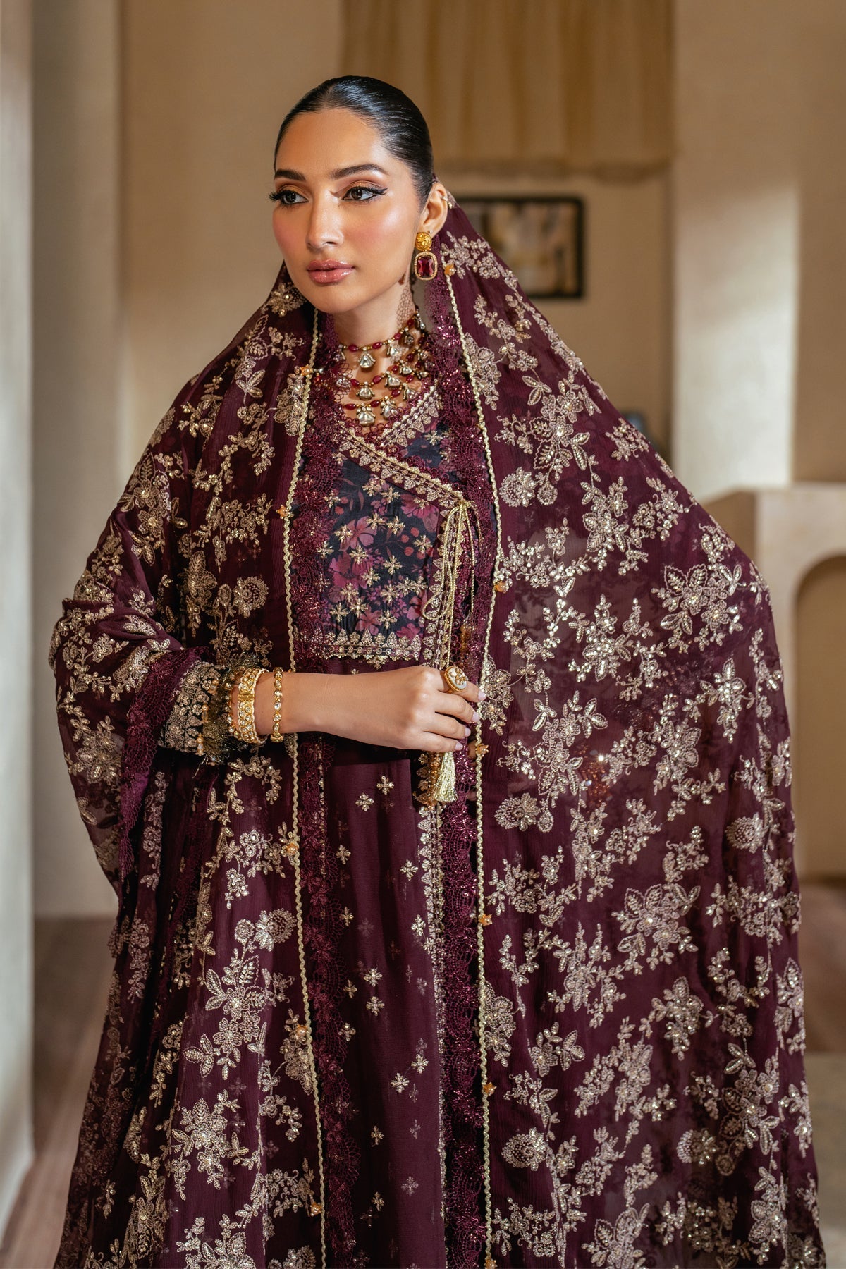 Xenia Formals | Niran Formals | LUNE L Maroon Saree