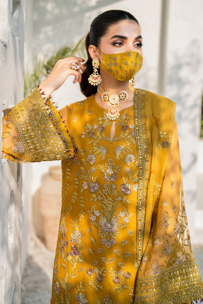 Flossie | Naqsh Formals | S-1404 (A) M Mustard Chiffon
