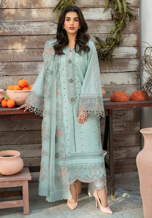 Zarqash | Belle Ame 24 | BL 009 BLEU VERT - Pakistani Designer Dress - by Zarqash | Type: Luxury - 100% Original at Saira Sultan