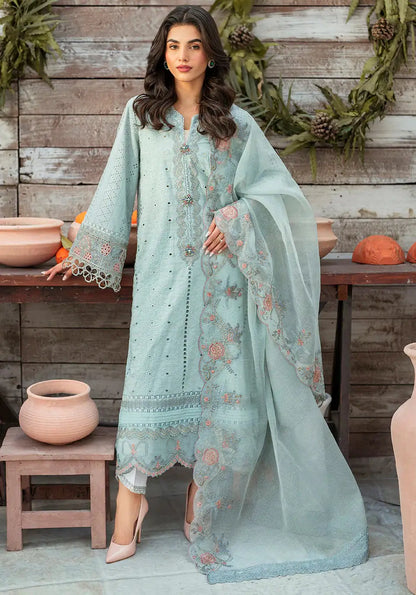 Zarqash | Belle Ame 24 | BL 009 BLEU VERT - Pakistani Designer Dress - by Zarqash | Type: Luxury - 100% Original at Saira Sultan