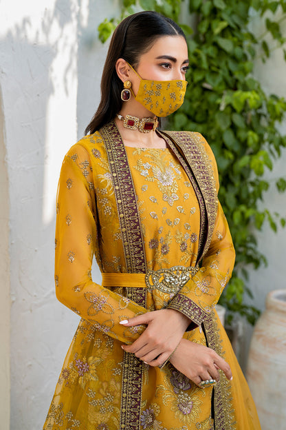 Flossie | Naqsh Formals | S-1404 (B) M Mustard Organza