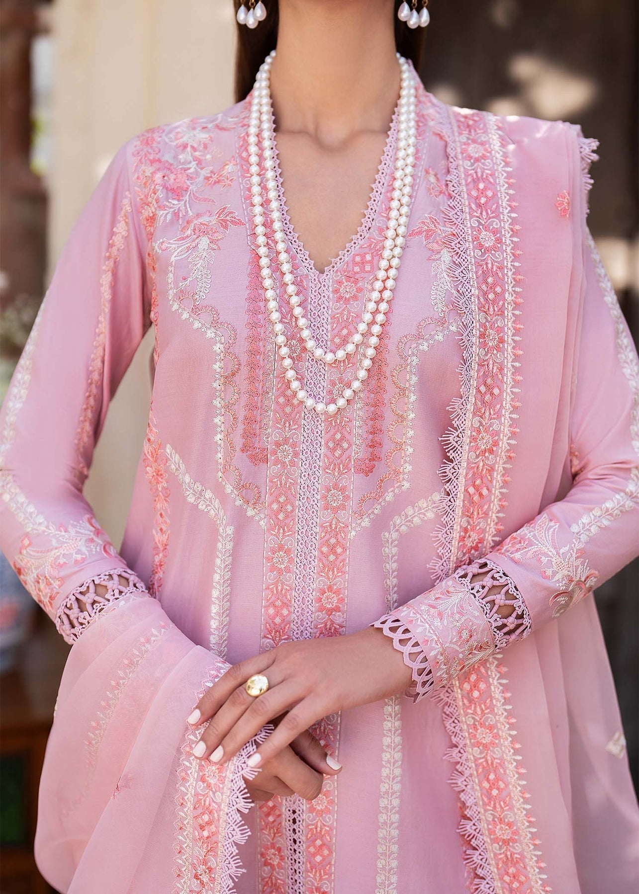 Akbar Aslam | Pret Lawn | MYSTERE L Powder Pink Lawn