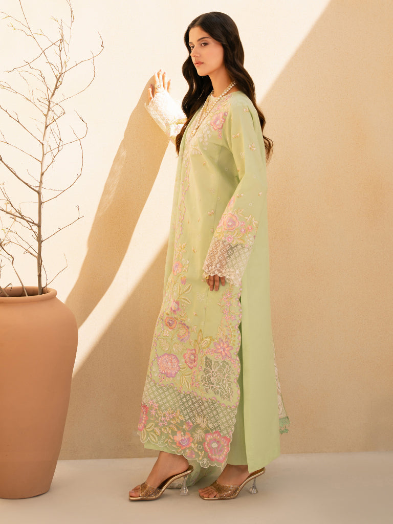 Rajbari | Jahaan Premium Festive Lawn | RAYA (Jahan) 1-B S Mint Green Lawn