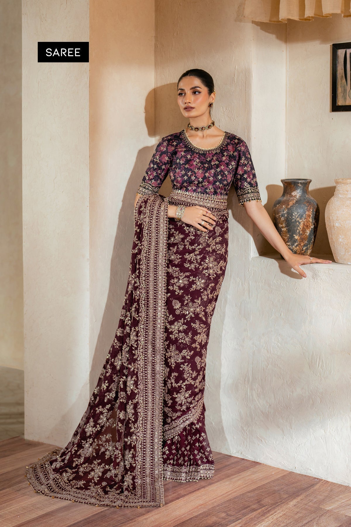 Xenia Formals | Niran Formals | LUNE M Maroon Angrakha
