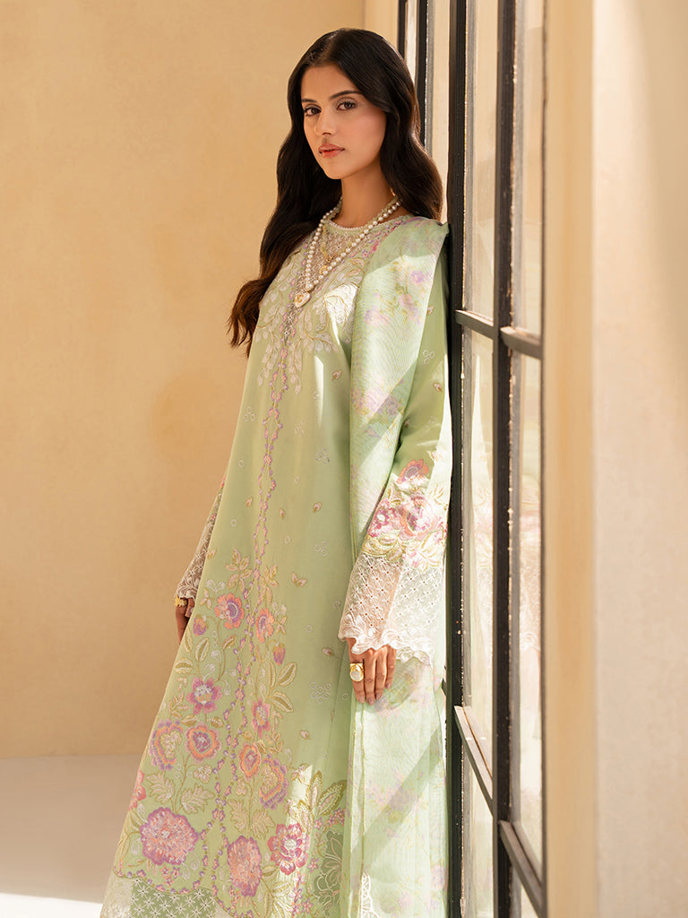 Rajbari | Jahaan Premium Festive Lawn | RAYA (Jahan) 1-B L Mint Green Lawn