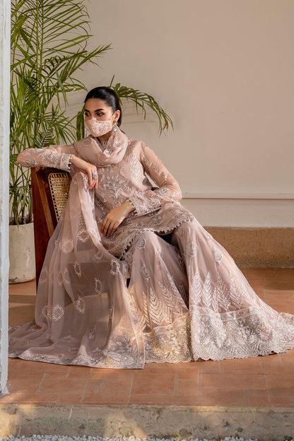Flossie | Naqsh Formals | S-1403 (B) Custom Size Pastel Pink Chiffon