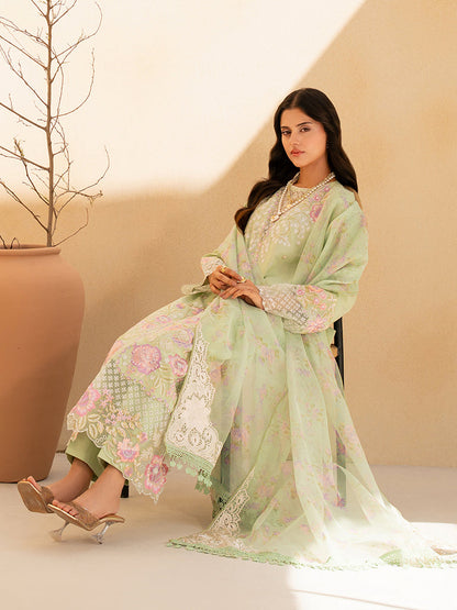 Rajbari | Jahaan Premium Festive Lawn | RAYA (Jahan) 1-B XL Mint Green Lawn