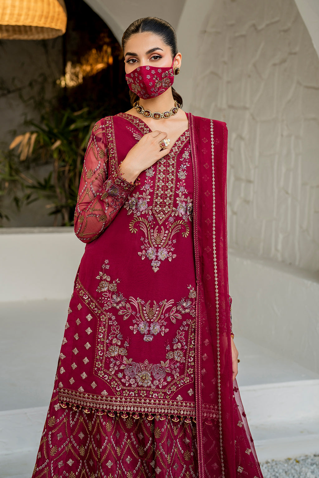 Flossie | Naqsh Formals | S-1402 (B) L Berry Chiffon