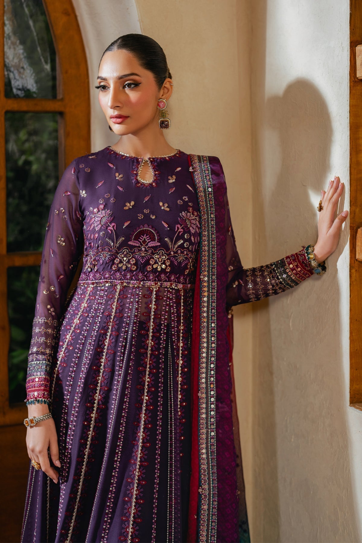 Xenia Formals | Niran Formals | SOURATI M Dark Purple Angrakha
