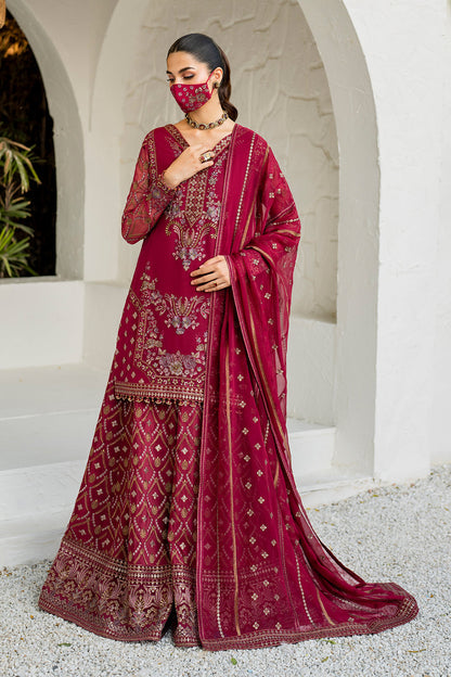 Flossie | Naqsh Formals | S-1402 (B) XL Berry Chiffon