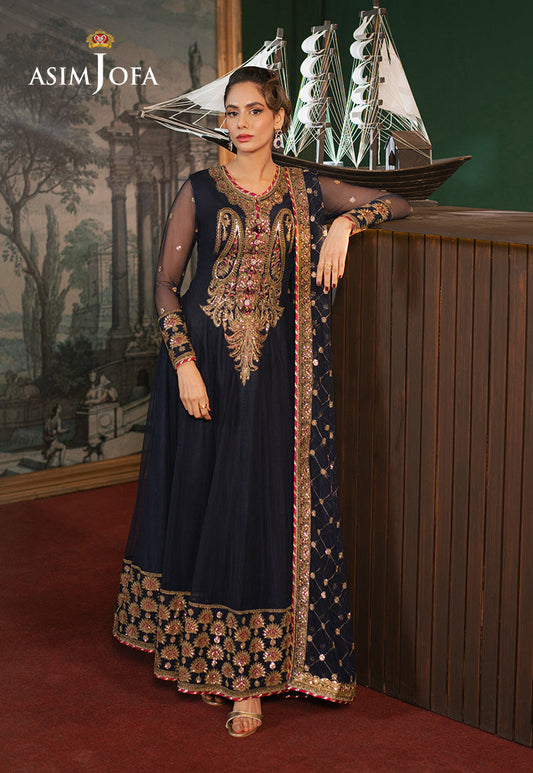 Asim Jofa | Premium Festive | AJPF-03 XS Navy Blue Net