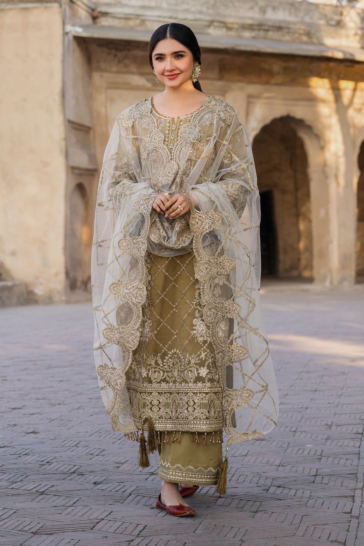 Imrozia Premium | Meeras Luxury Eid 25 | I-226 RUTAJ S Mustard Organza