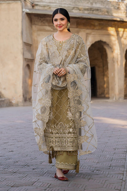 Imrozia Premium | Meeras Luxury Eid 25 | I-226 RUTAJ S Mustard Organza
