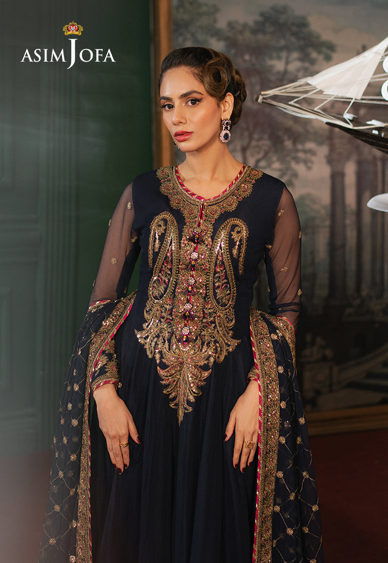 Asim Jofa | Premium Festive | AJPF-03 XL Navy Blue Net