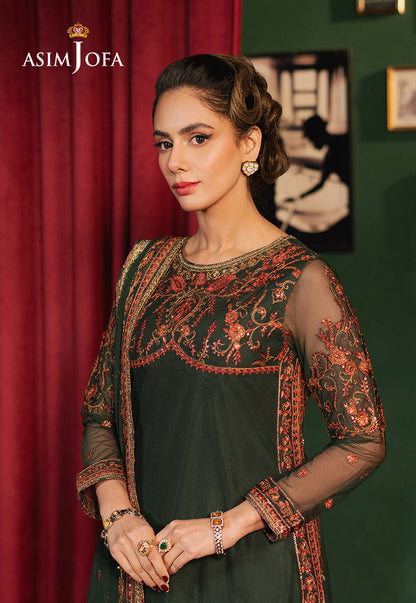 Asim Jofa | Premium Festive | AJPF-08 M Bottle Green Net