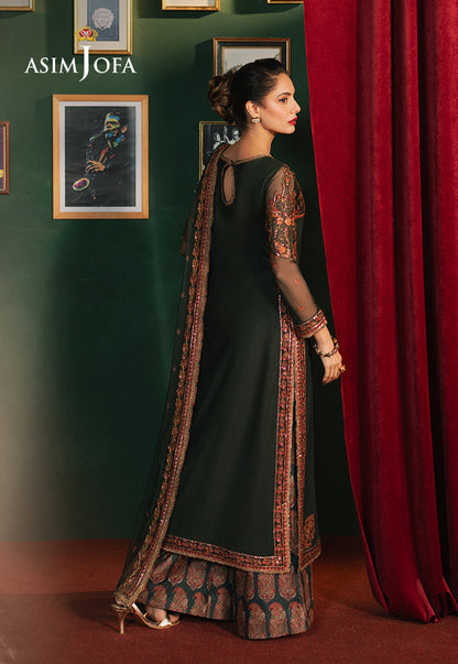 Asim Jofa | Premium Festive | AJPF-08 S Bottle Green Net