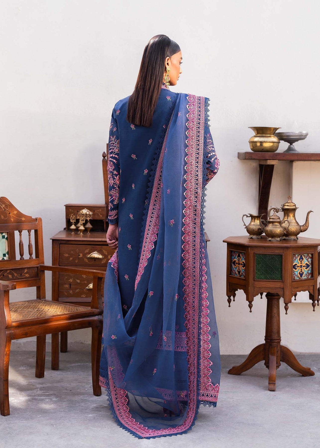 Akbar Aslam | Pret Lawn | REVERIE M Navy Blue Lawn