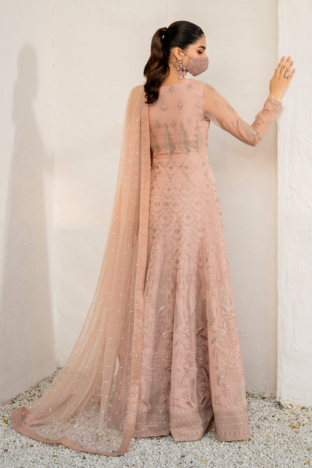 Flossie | Naqsh Formals | S-1407 S Pale Peach Organza