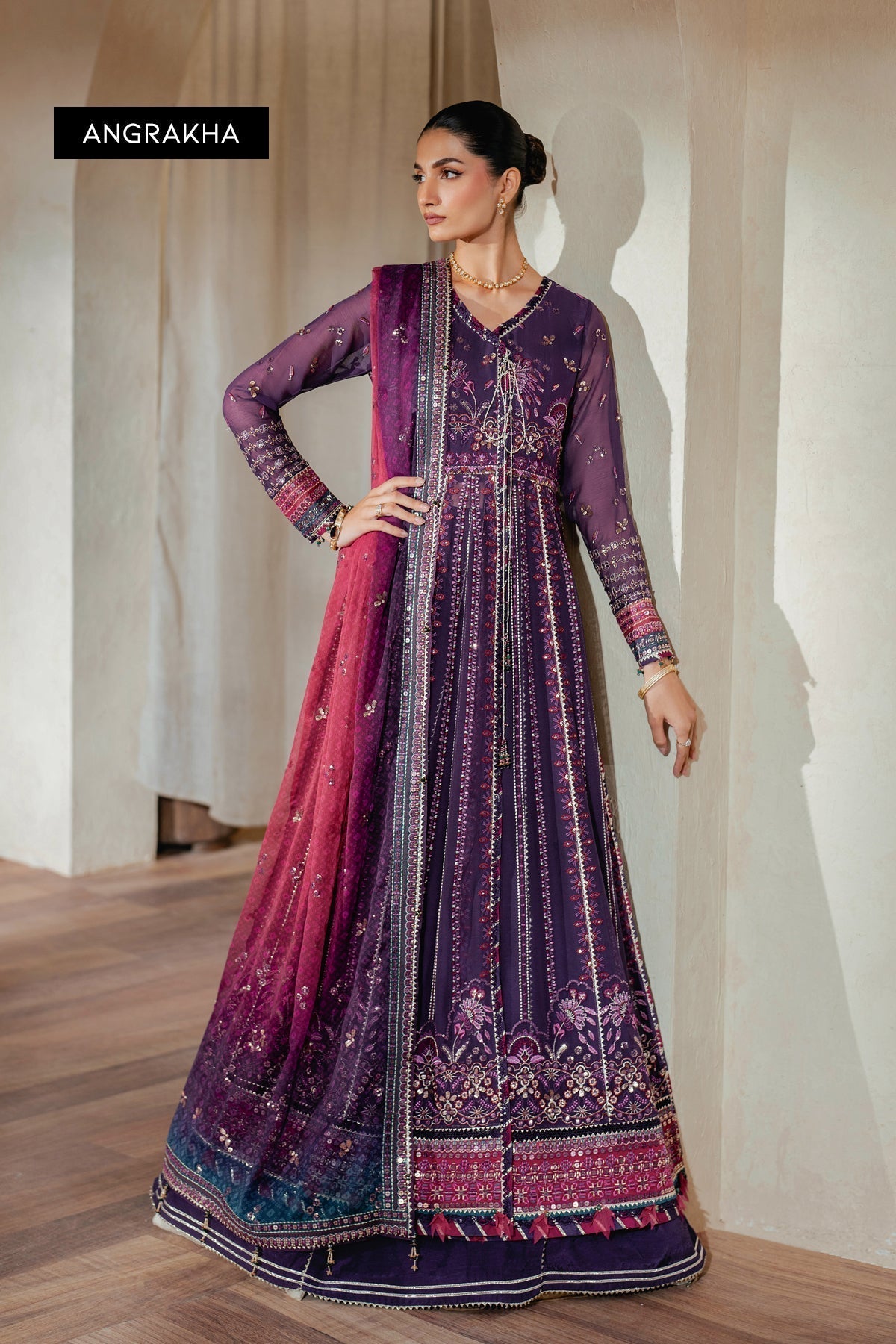 Xenia Formals | Niran Formals | SOURATI L Dark Purple Angrakha