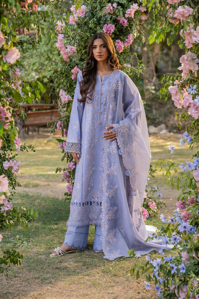 Florent | Chikankari Eid 25 | FLC- 4A L Blue Chikankari Lawn