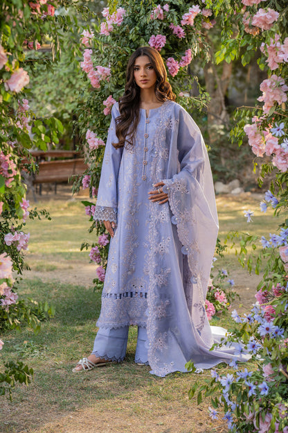 Florent | Chikankari Eid 25 | FLC- 4A L Blue Chikankari Lawn