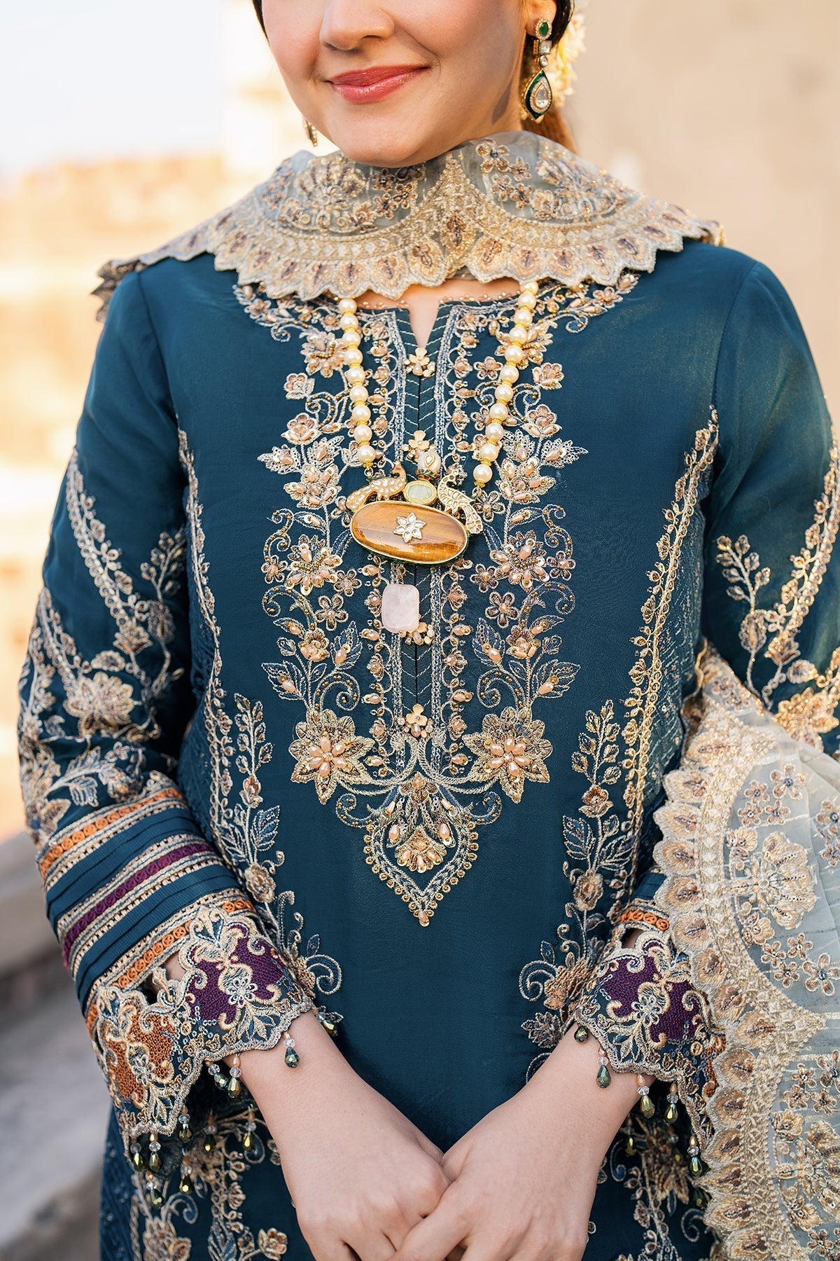Imrozia Premium | Meeras Luxury Eid 25 | I-223 NEELAM Custom Size Navy Blue Organza