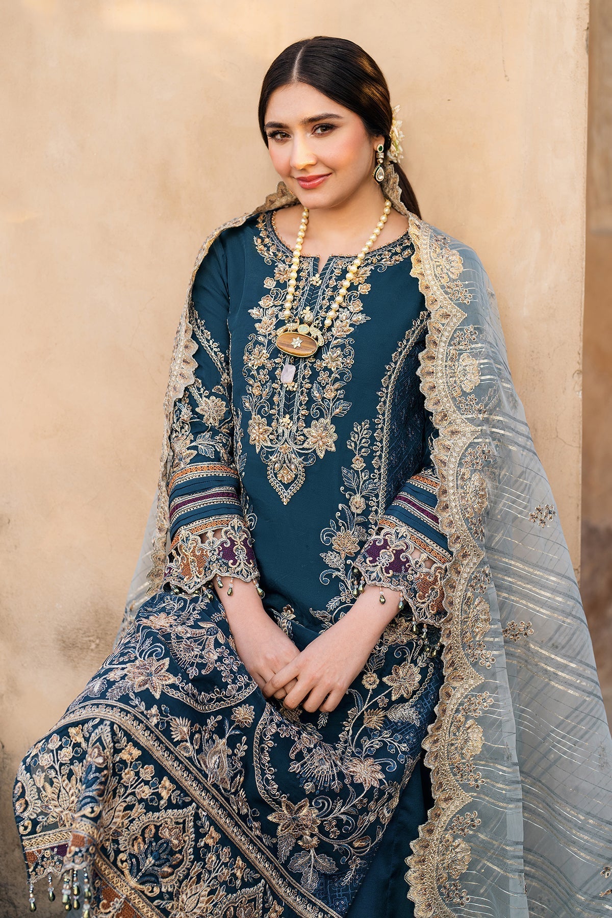 Imrozia Premium | Meeras Luxury Eid 25 | I-223 NEELAM M Navy Blue Organza