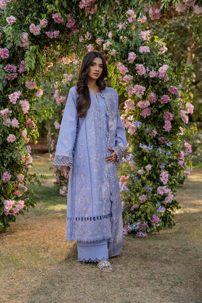 Florent | Chikankari Eid 25 | FLC- 4A XS Blue Chikankari Lawn