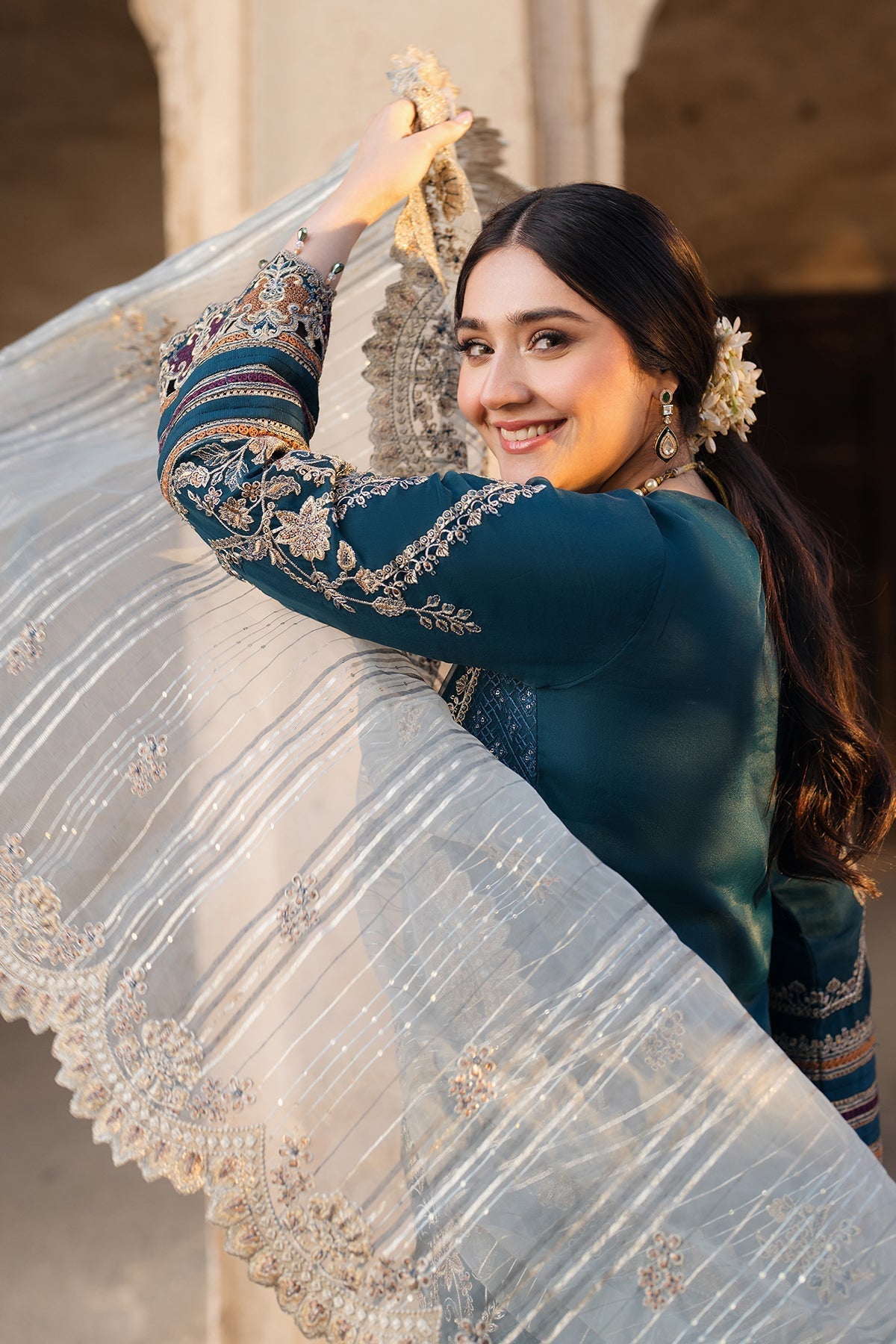 Imrozia Premium | Meeras Luxury Eid 25 | I-223 NEELAM XL Navy Blue Organza