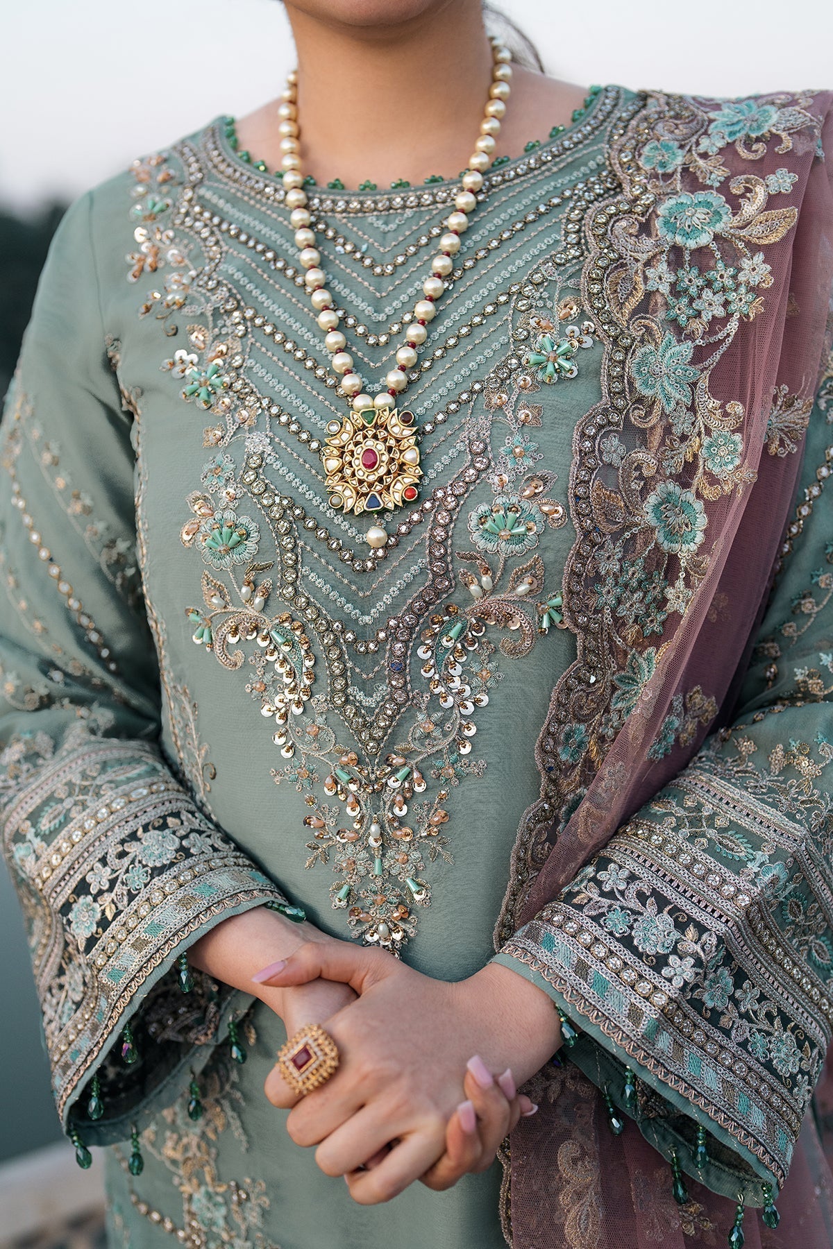 Imrozia Premium | Meeras Luxury Eid 25 | I-221 ZAMURD L Gray Organza