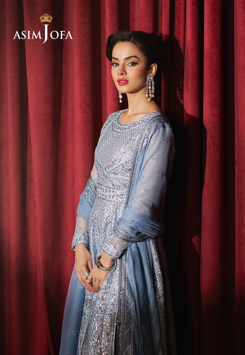 Asim Jofa | Premium Festive | AJPF-28 XL Light Blue Chiffon