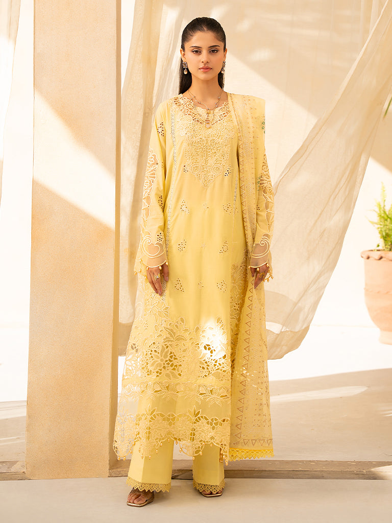 Rajbari | Jahaan Premium Festive Lawn | ORIYA (Jahan) 6-A XS Pale Yellow Lawn