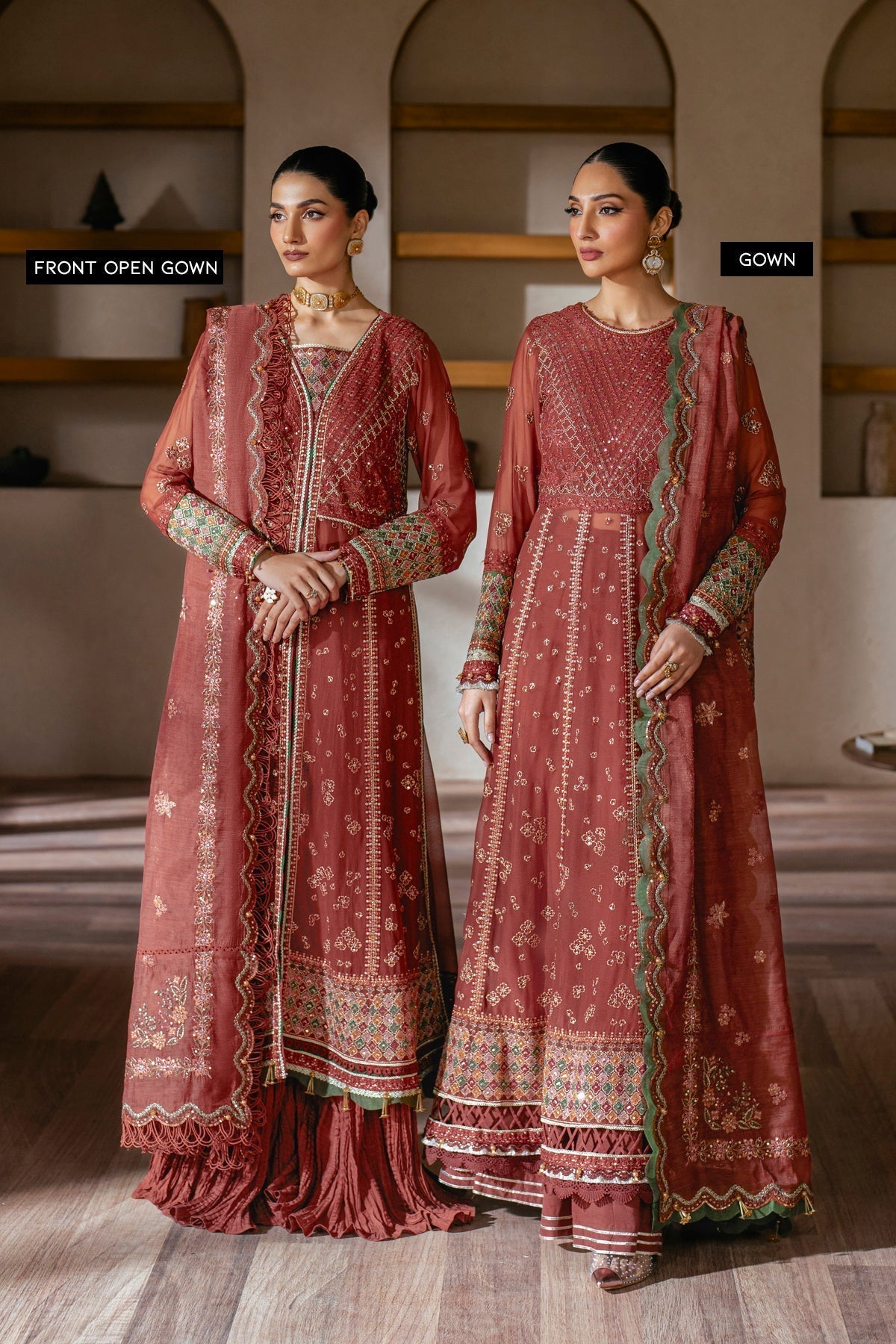 Xenia Formals | Niran Formals | SELENE M Coral Red Open Gown