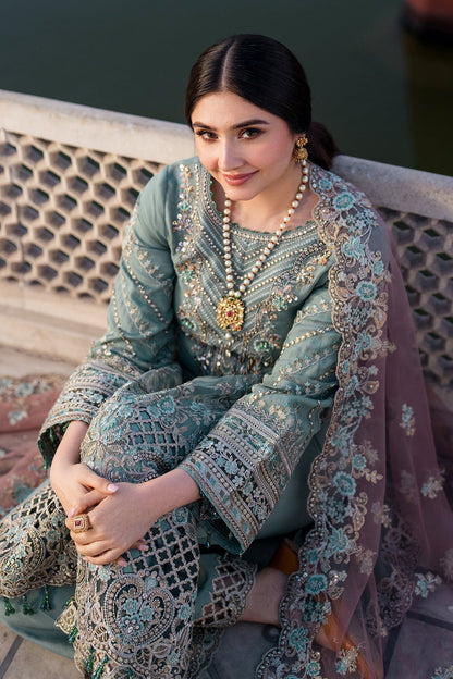 Imrozia Premium | Meeras Luxury Eid 25 | I-221 ZAMURD Custom Size Gray Organza