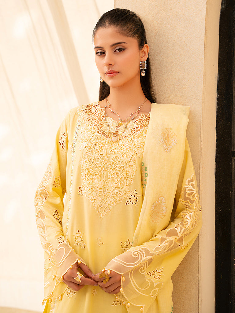 Rajbari | Jahaan Premium Festive Lawn | ORIYA (Jahan) 6-A M Pale Yellow Lawn