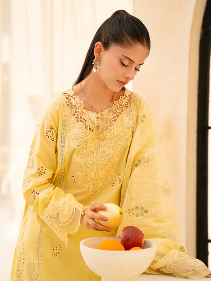 Rajbari | Jahaan Premium Festive Lawn | ORIYA (Jahan) 6-A XL Pale Yellow Lawn