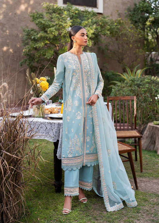 Akbar Aslam | Pret Lawn | LUEUR S Light Blue Lawn