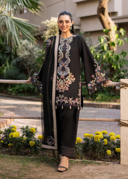 Fozia Khalid | Blossom Festive Lawn 25 | Black viola XS Black Lawn