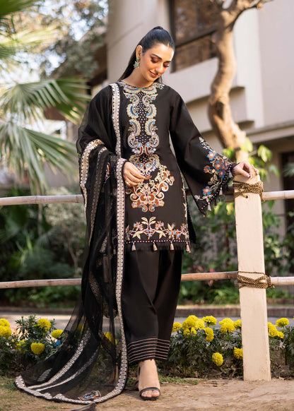 Fozia Khalid | Blossom Festive Lawn 25 | Black viola L Black Lawn
