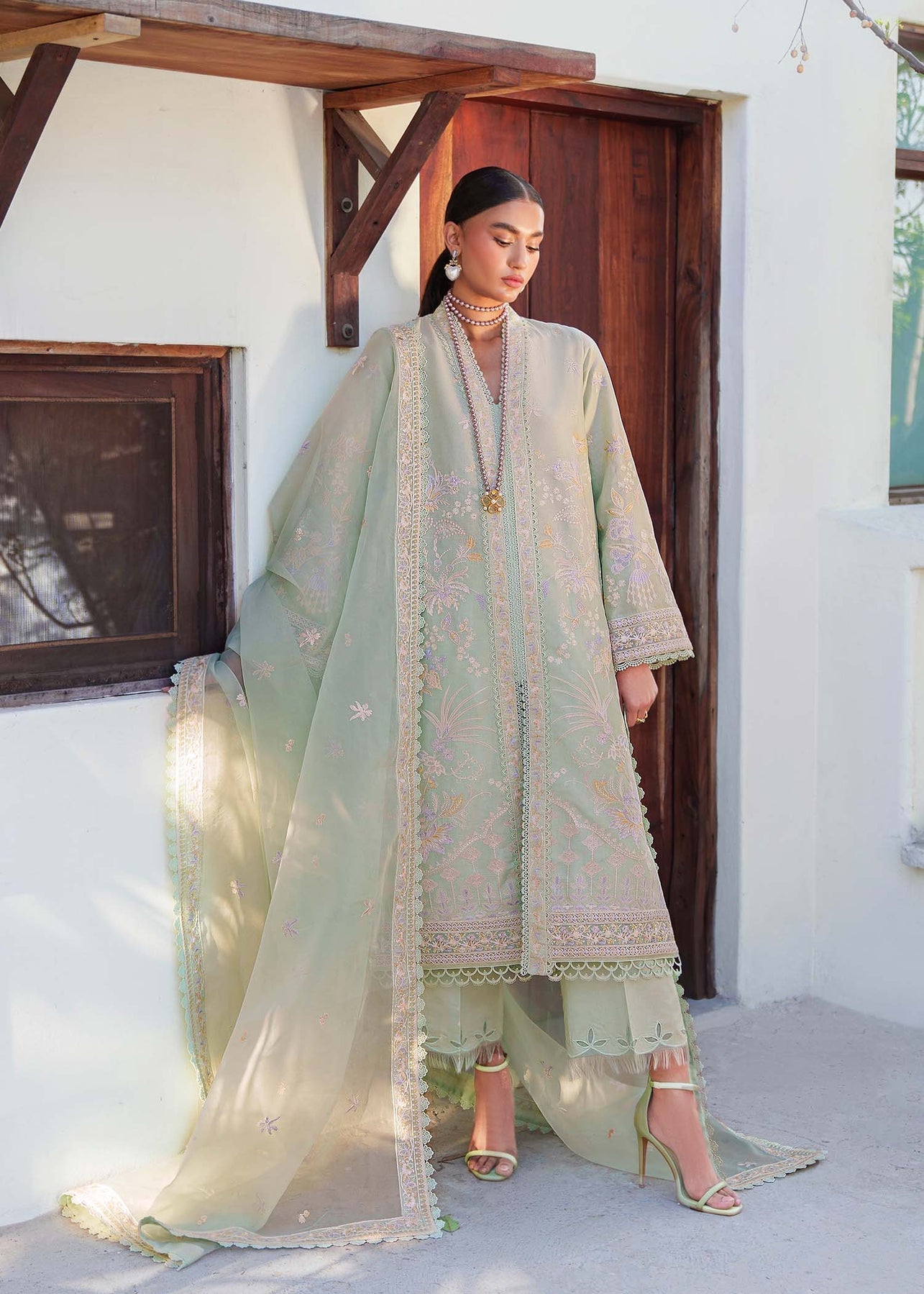 Akbar Aslam | Pret Lawn | CHARME S Green Lawn